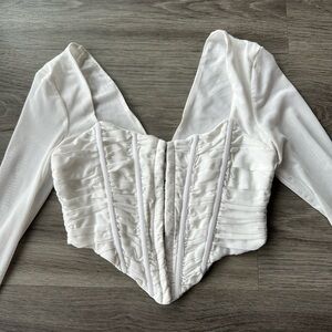 Princess Polly white corset mesh long sleeve top